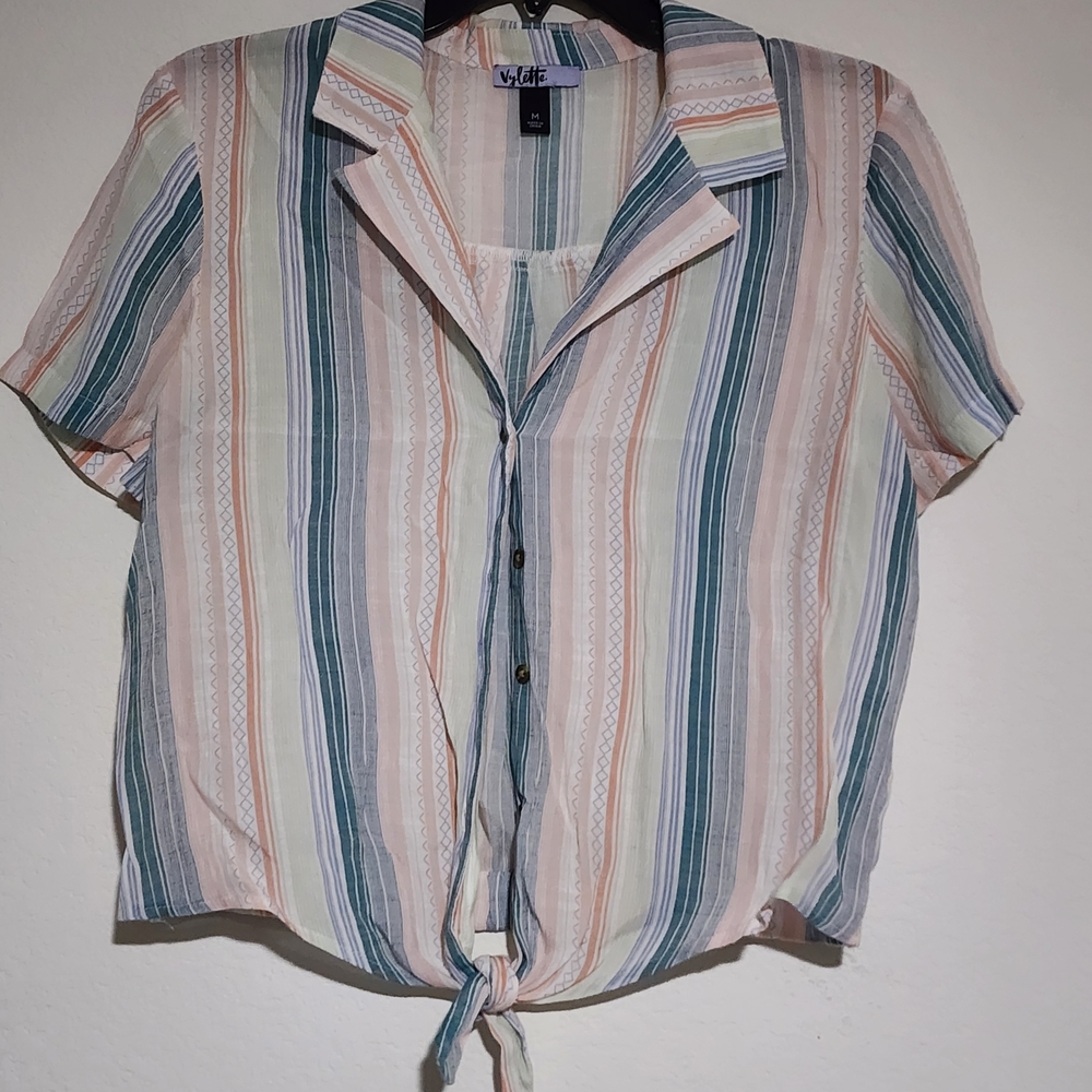 🎀 Junior's x Striped Button Down Shirt - Multicolor - Medium🎀